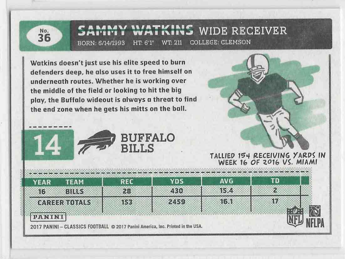 2017 Classics Base Sammy Watkins #36 card back image