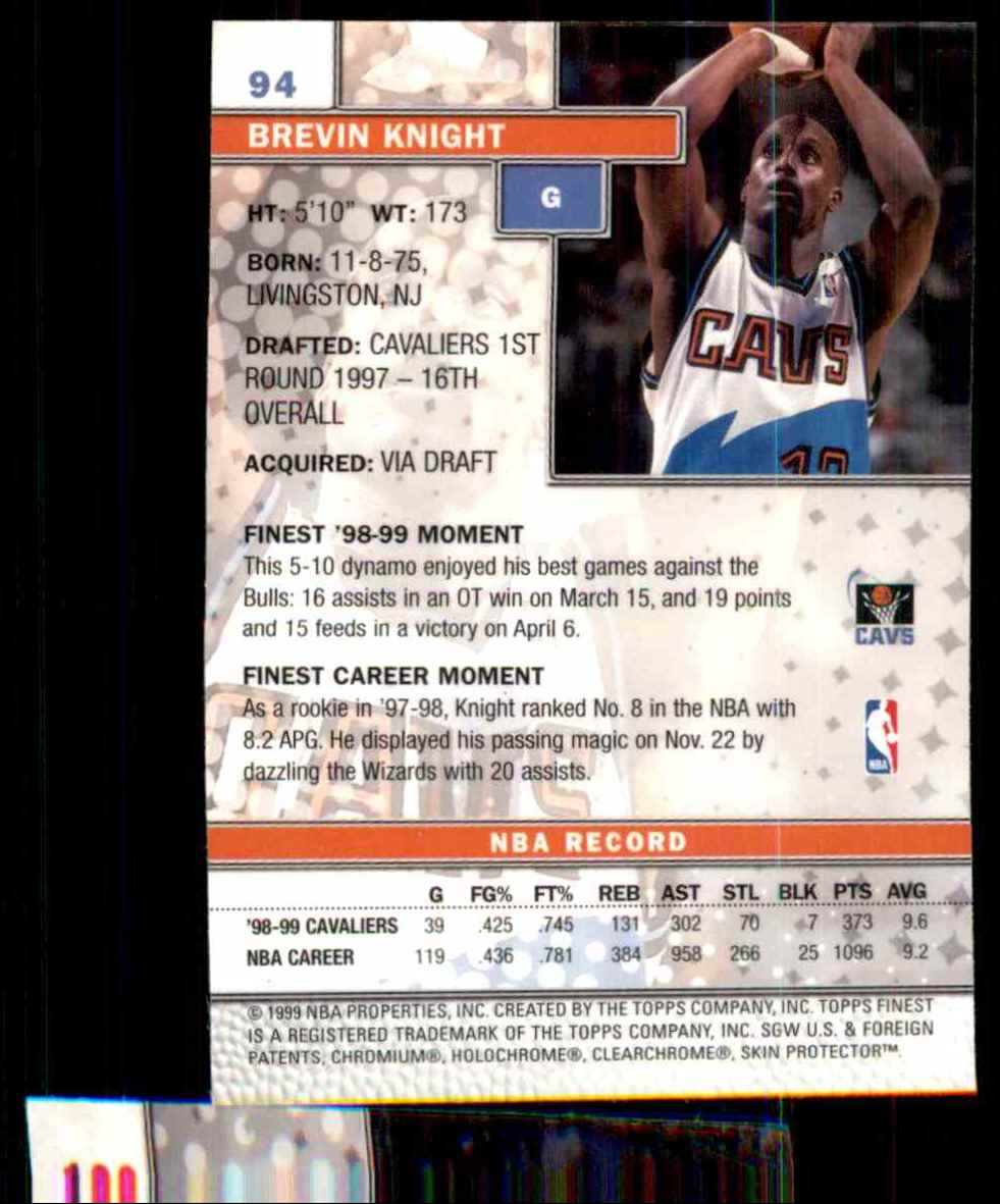 1999-00 Finest Brevin Knight #94 card back image