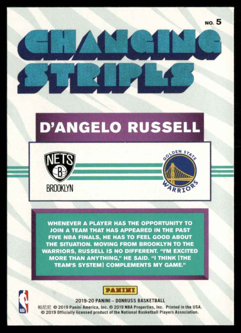 2019-20 Donruss Changing Stripes D'Angelo Russell #5 card back image