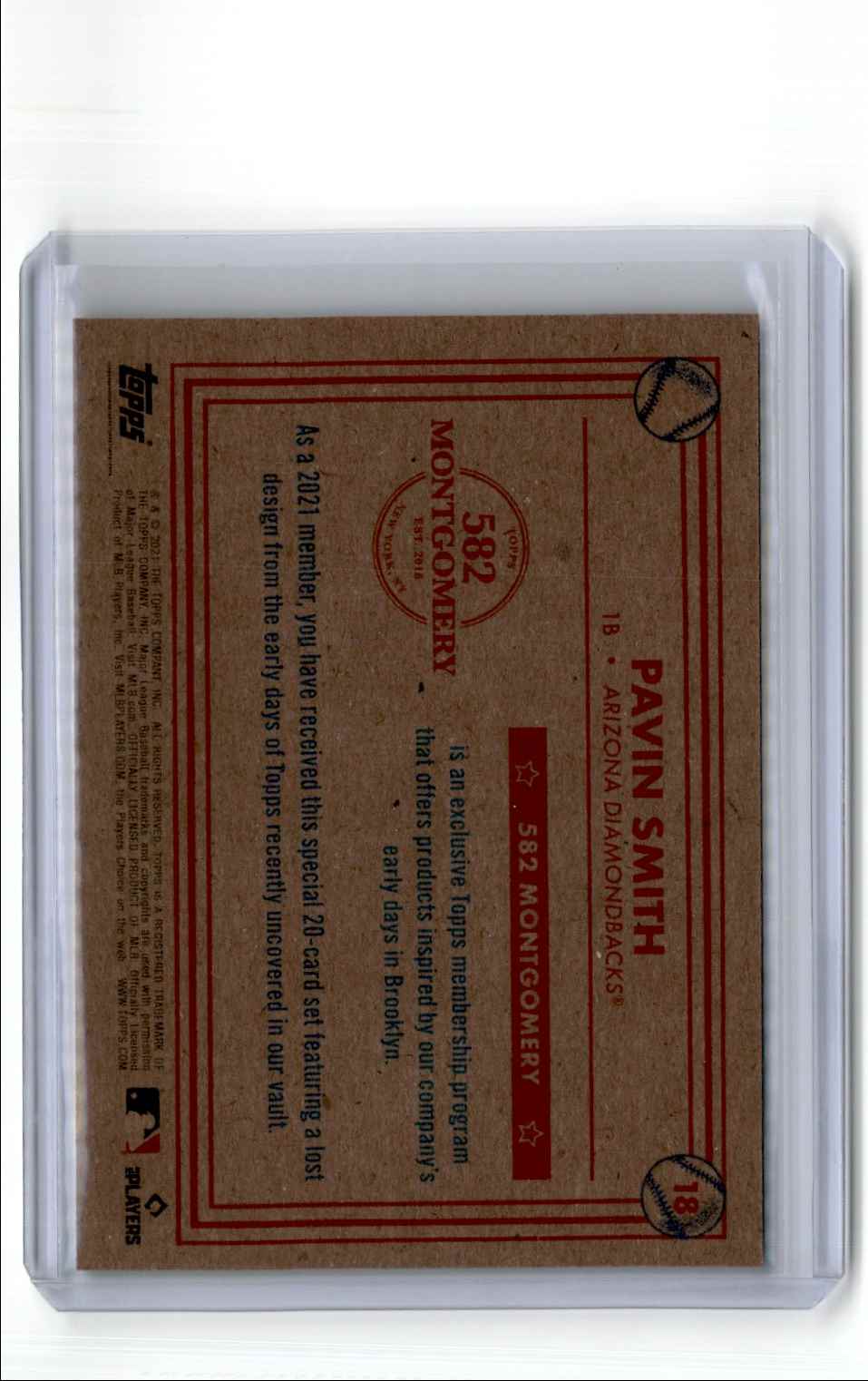 2021 Topps 582 Montgomery Club Pavin Smith #18 card back image