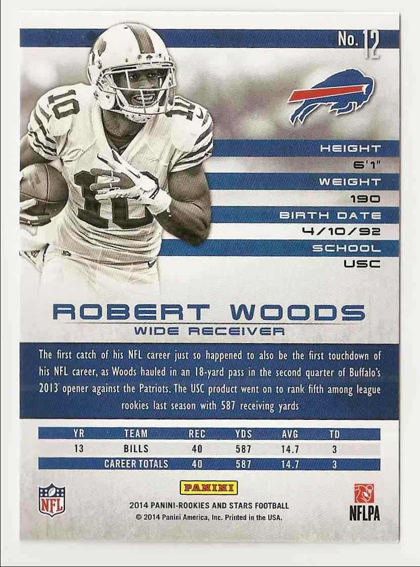 2014 Panini Rookies And Stars Robert Woods #12 card back image