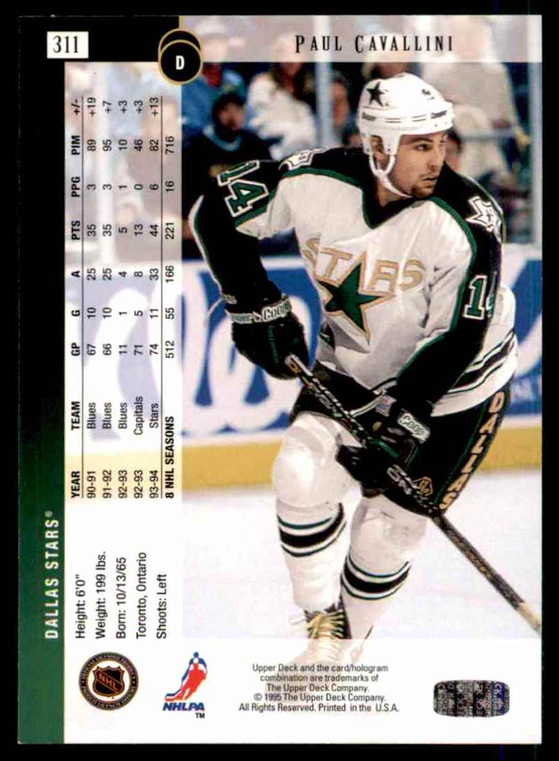 1994-95 Upper Deck Paul Cavallini #311 card back image