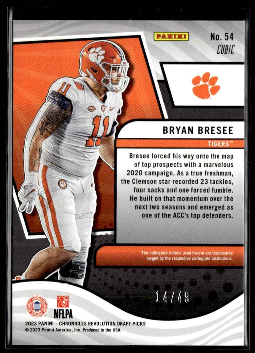 2023 Panini Chronicles Draft Picks Revolution Cubic Bryan Bresee #54 card back image