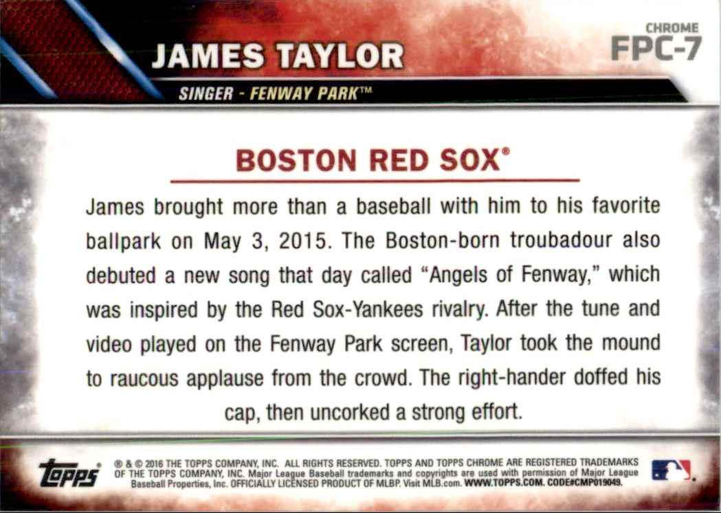 2016 Topps First Pitch Chrome James Taylor #FPC-7 card back image
