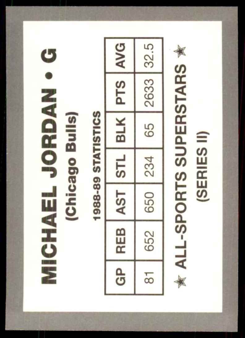 1989-90 All Sports Superstars Michael Jordan #MJ card back image