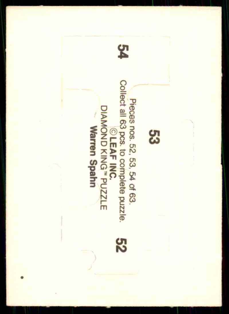 1989 Donruss Warren Spahn Puzzle Spahn Puzzle 52-54 #52 card back image