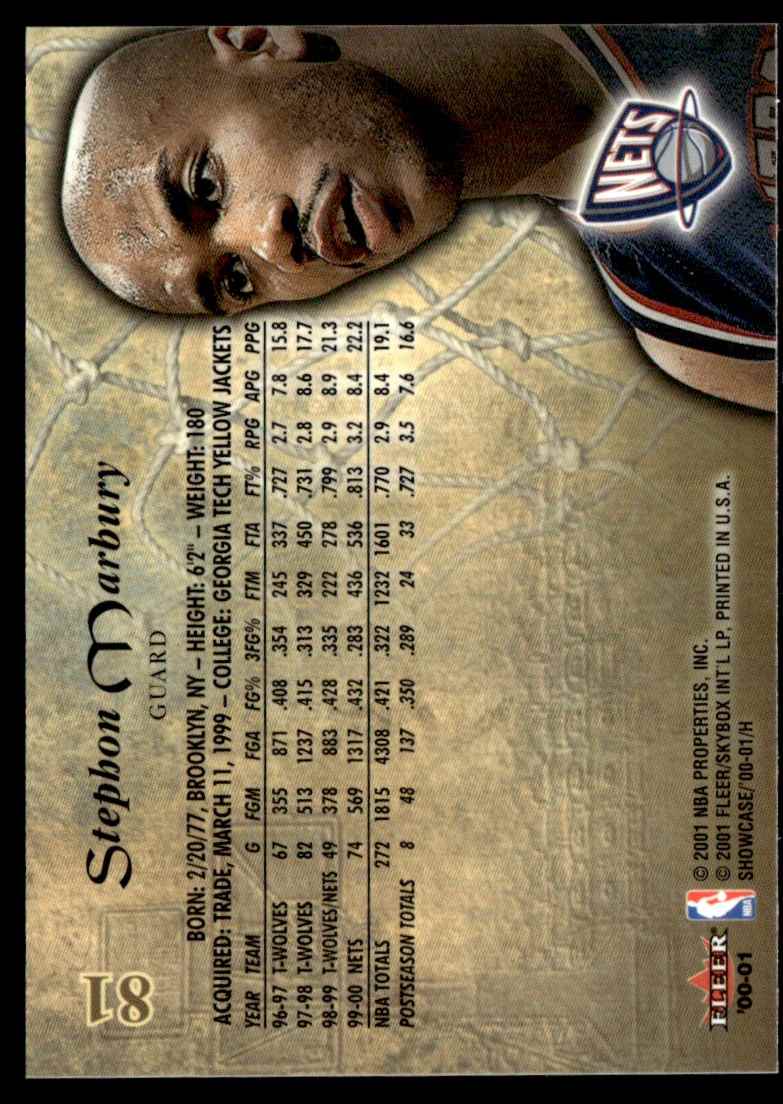 2000-01 Fleer Showcase Stephon Marbury #81 card back image