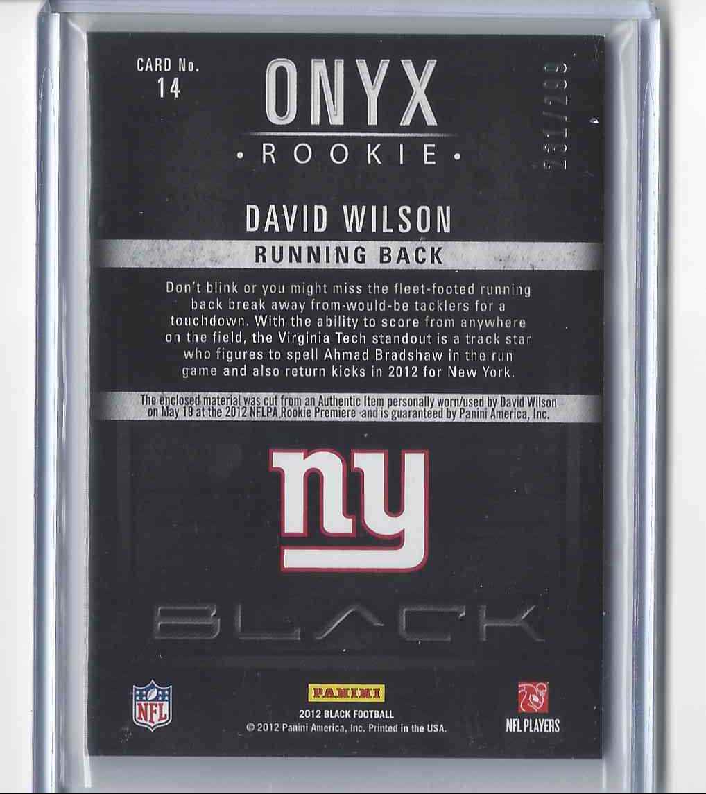 2012 Panini Black David Wilson #14 card back image