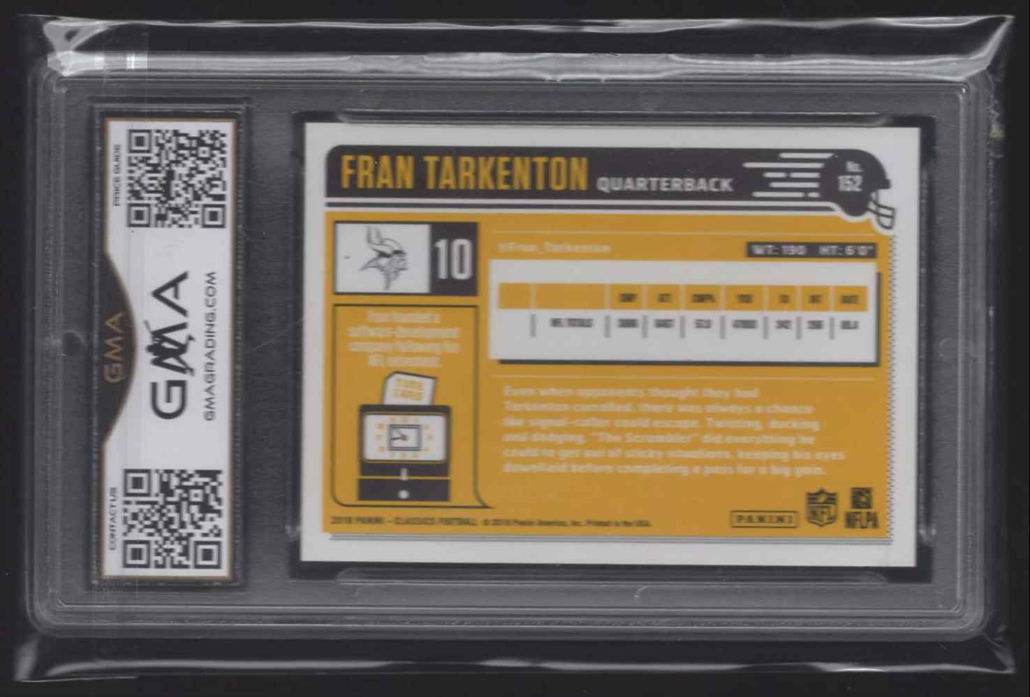 2018 Classics Fran Tarkenton #10 card back image