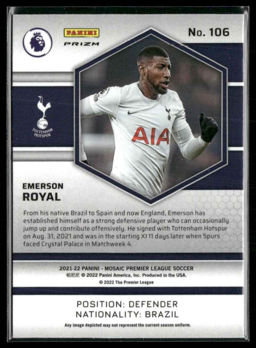 2021 Mosaic Premier League Silver Mosaic Emerson Royal #106 card back image
