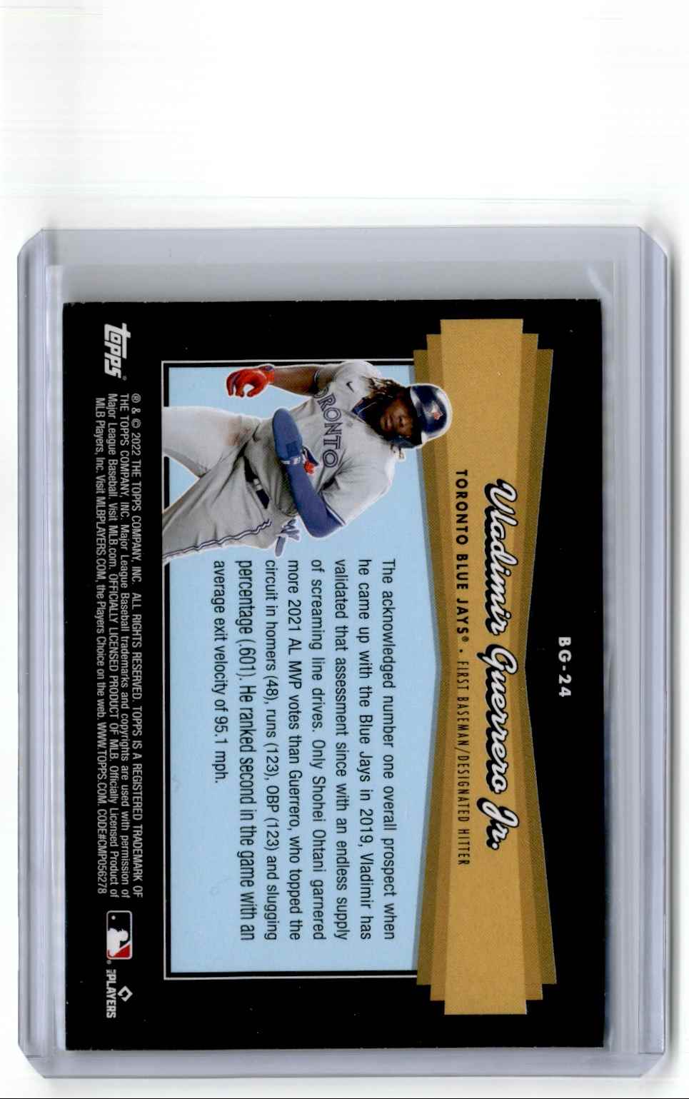 2022 Topps Update Black Gold Vladimir Guerrero Jr. #BG-24 card back image