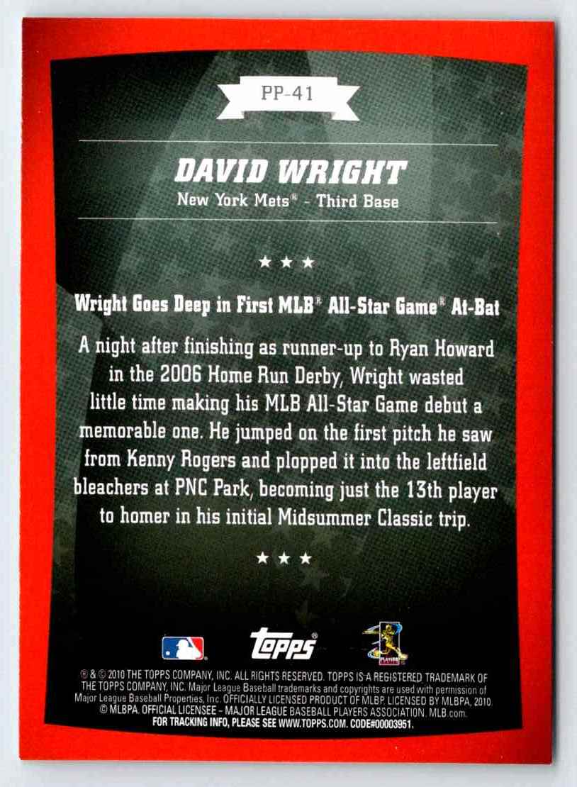 2010 Topps Peak Performance David Wright #PP-41 card back image
