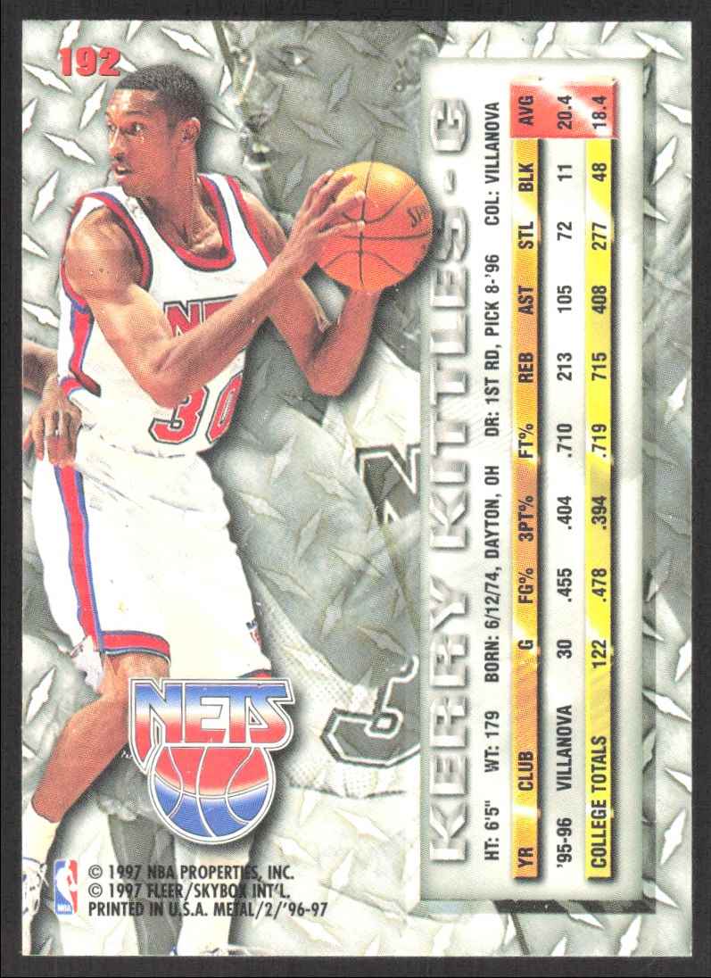 1997-98 Hoops Kerry Kittles #277 card back image