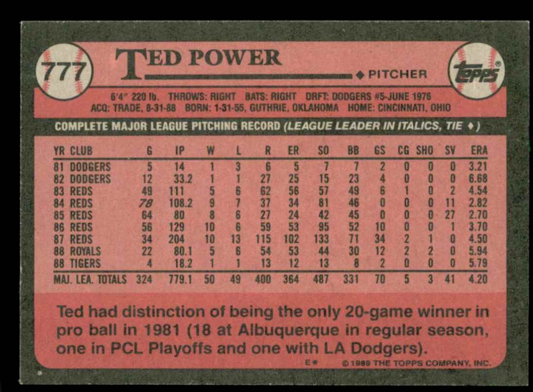 1989 Topps Ted Power #777 card back image