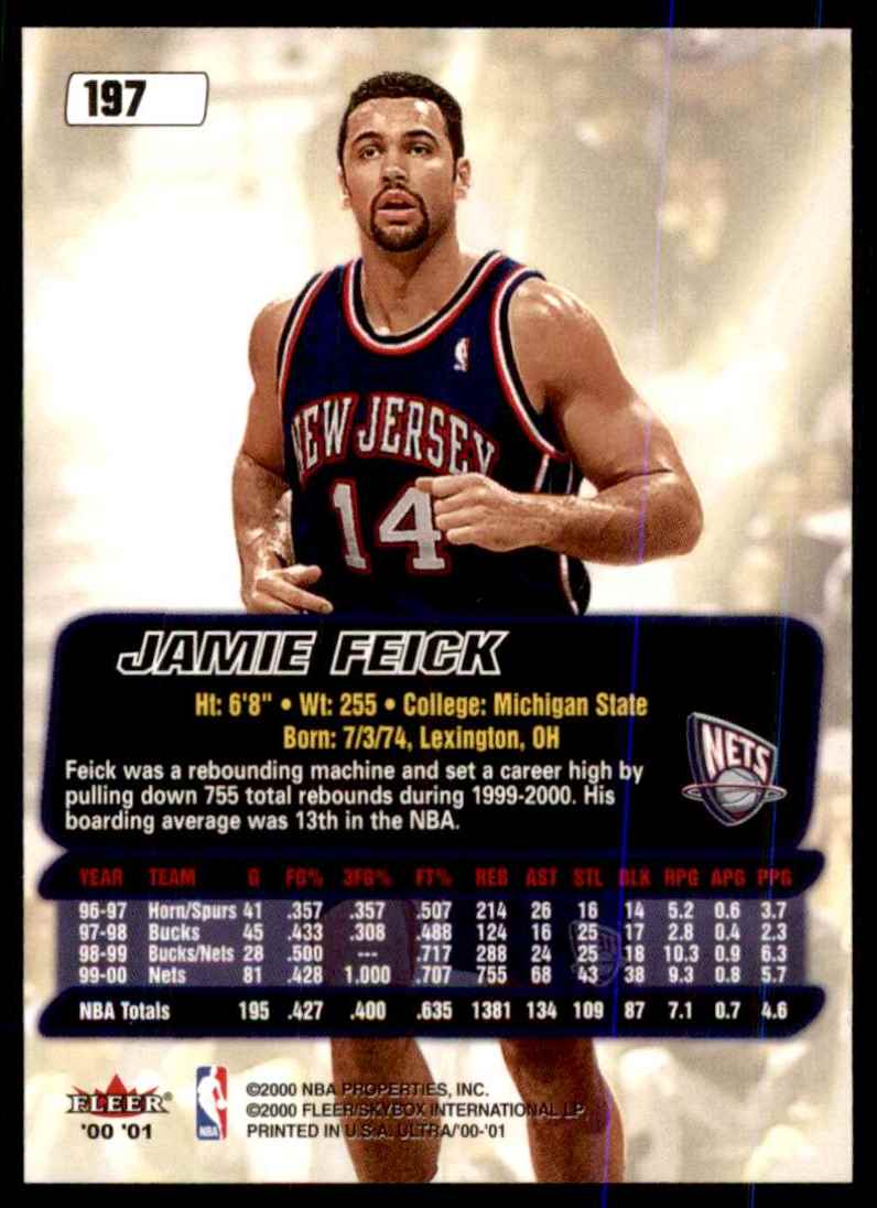 2000-01 Ultra Jamie Feick #197 card back image