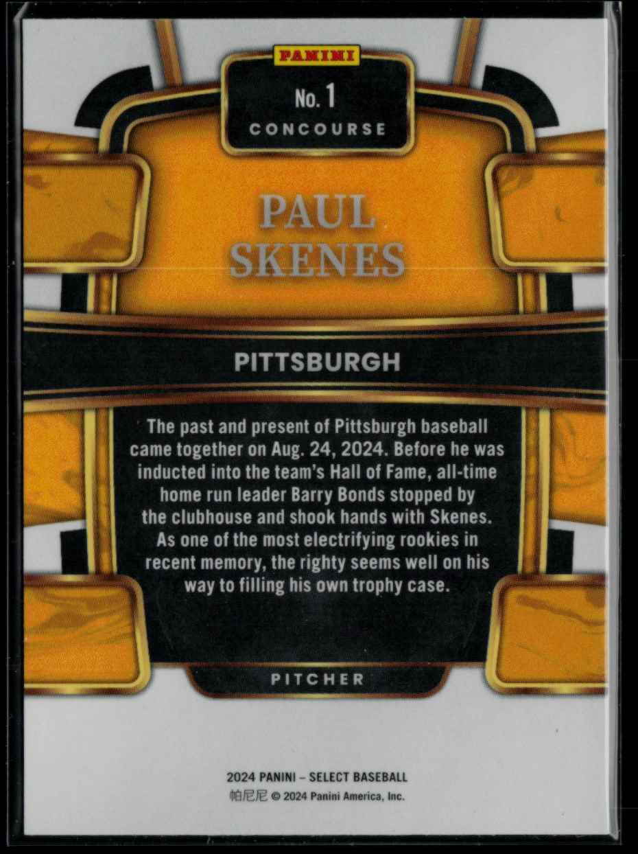2024 Panini Select Concourse Paul Skenes #1 card back image