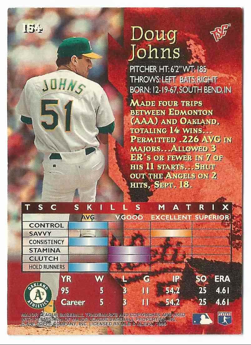 1996 Topps Stadium Club Doug Johns #154 card back image