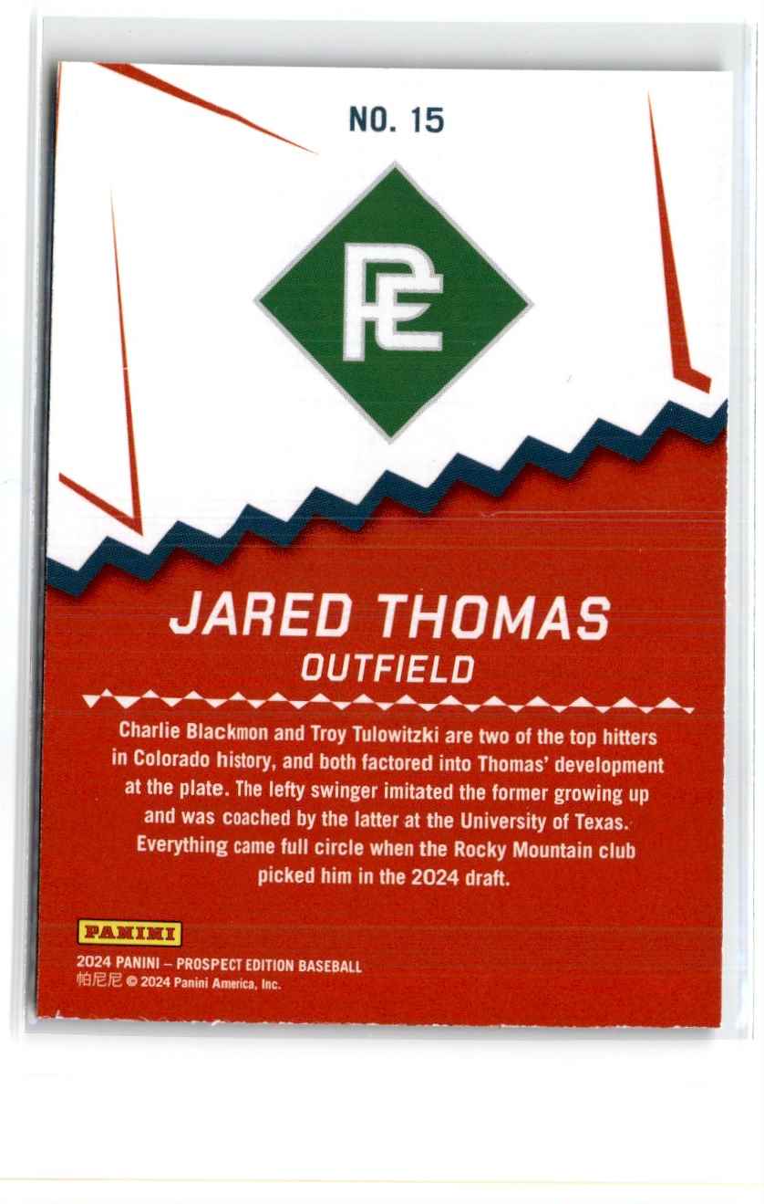 2024 PANINI PROSPECT EDITION PING BLUE JARED THOMAS #15 card back image