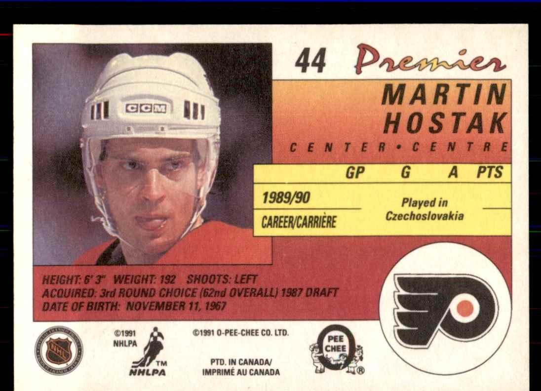 1990-91 O-Pee-Chee Premier Martin Hostak #44 card back image