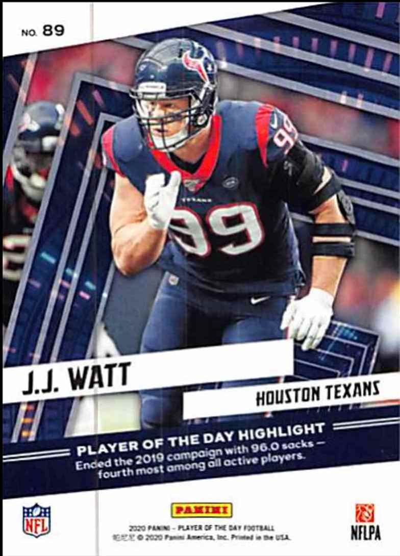 2020 Panini J.J. Watt #89 card back image