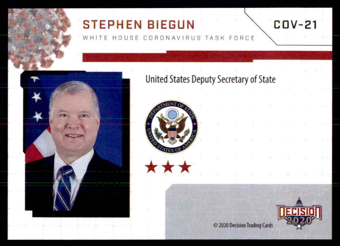 2020 Decision Task Force Stephen Biegun #COV-21 card back image
