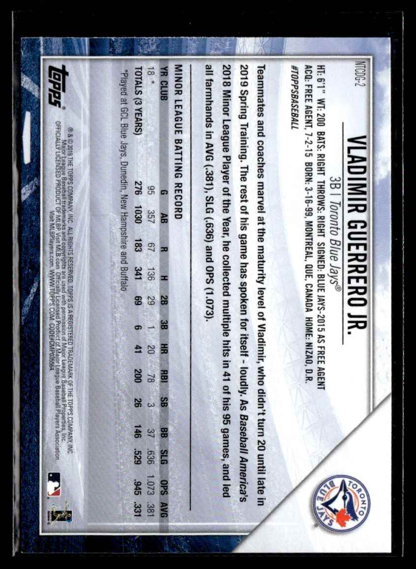 2019 Topps National Baseball Card Day Purchase Exclusives Vladimir Guerrero Jr. #NTCDG-2 card back image
