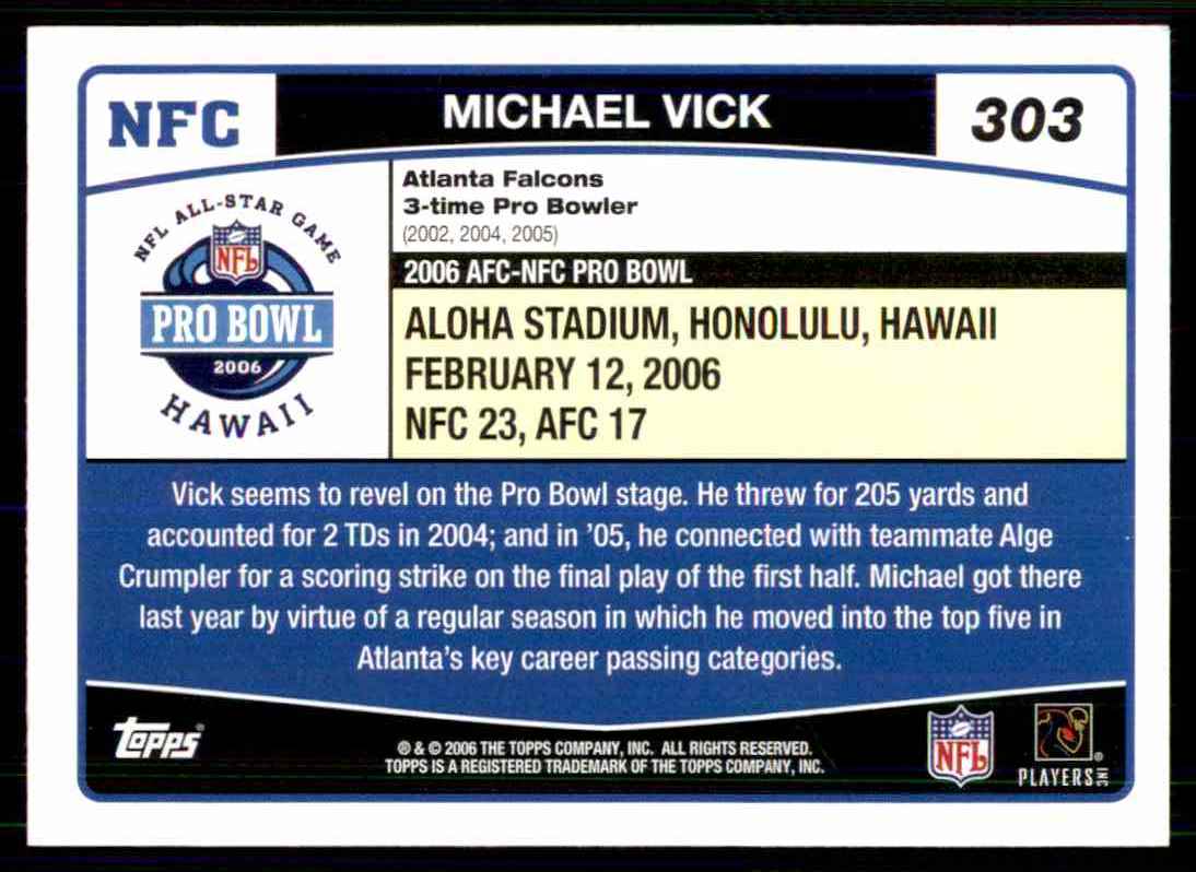 2006 Topps Michael Vick #303 card back image