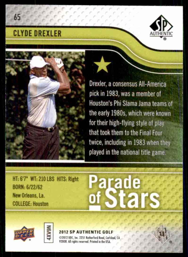 2012 SP Authentic Clyde Drexler Ps #65 card back image