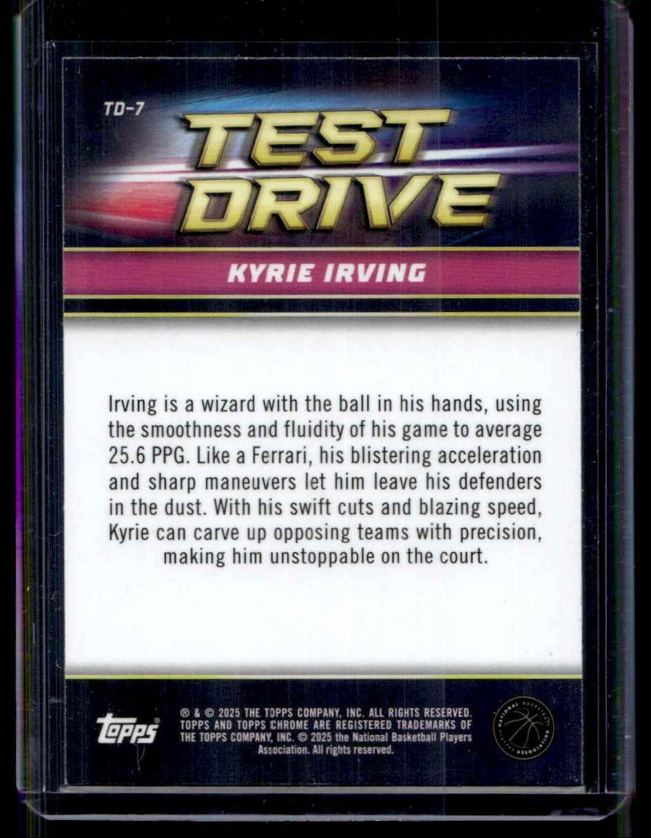 2025-26 Topps Chrome Test Drive Kyrie Irving #TD-7 card back image