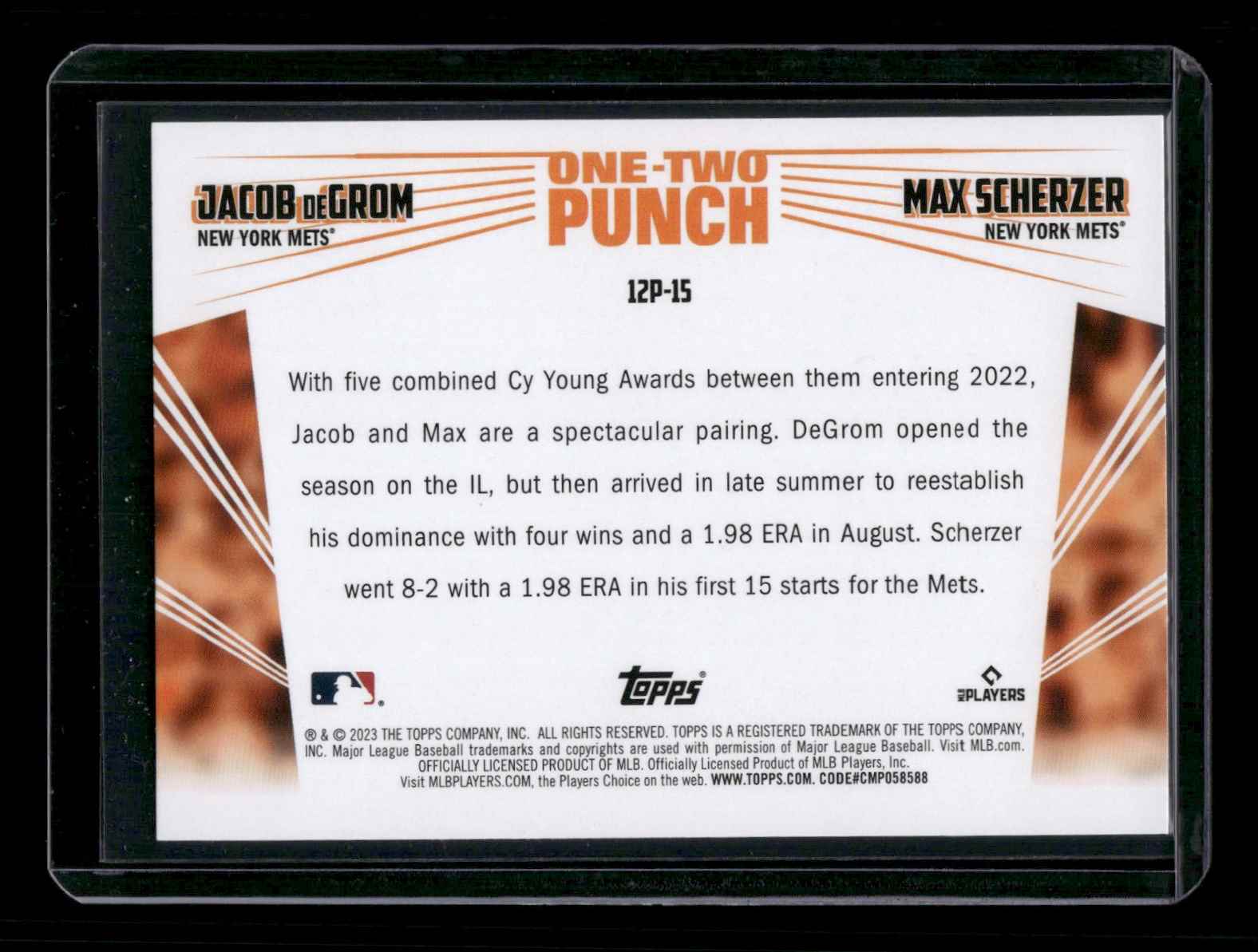 2023 Topps Jacob DeGrom / Max Scherzer #12P-15 card back image