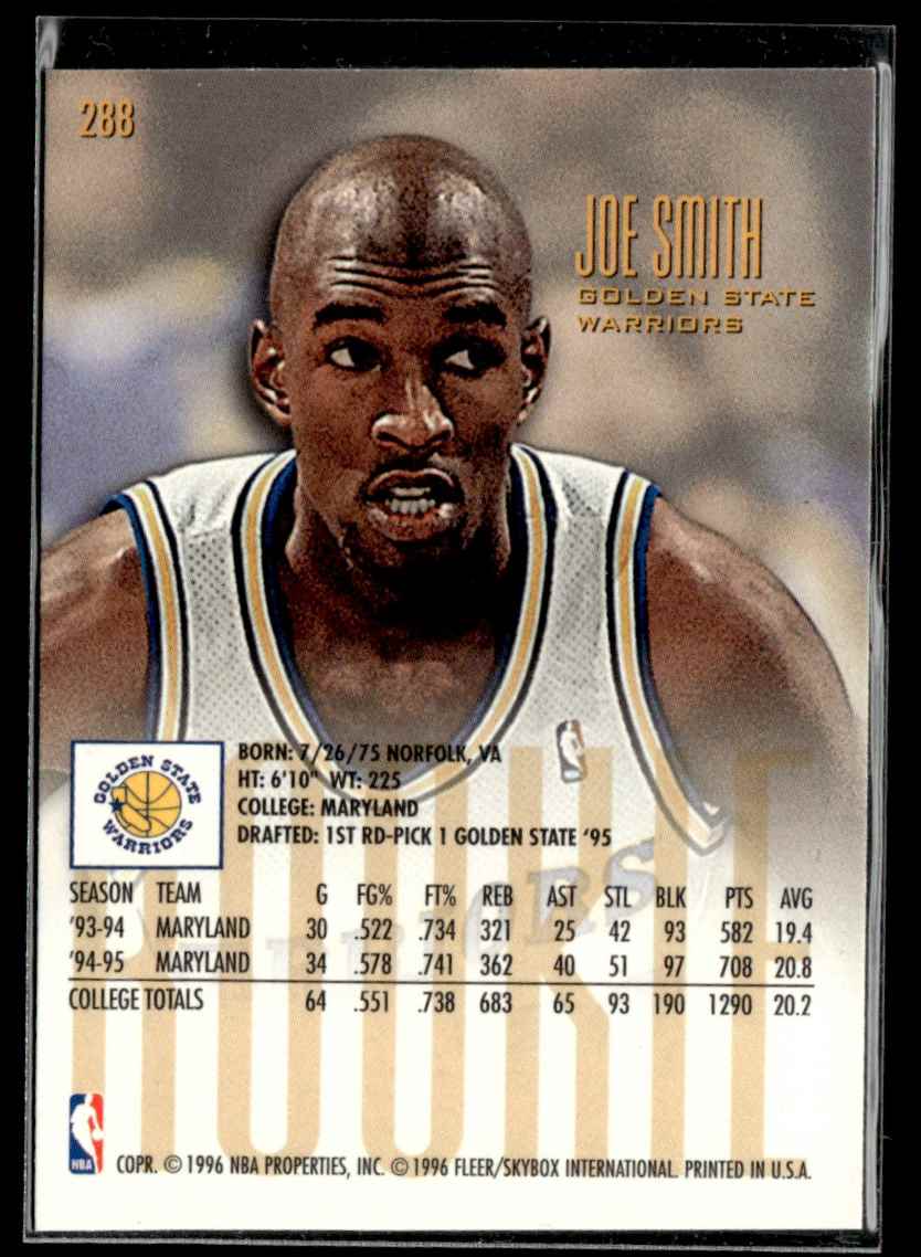 1995-96 Ultra Joe Smith #288 card back image
