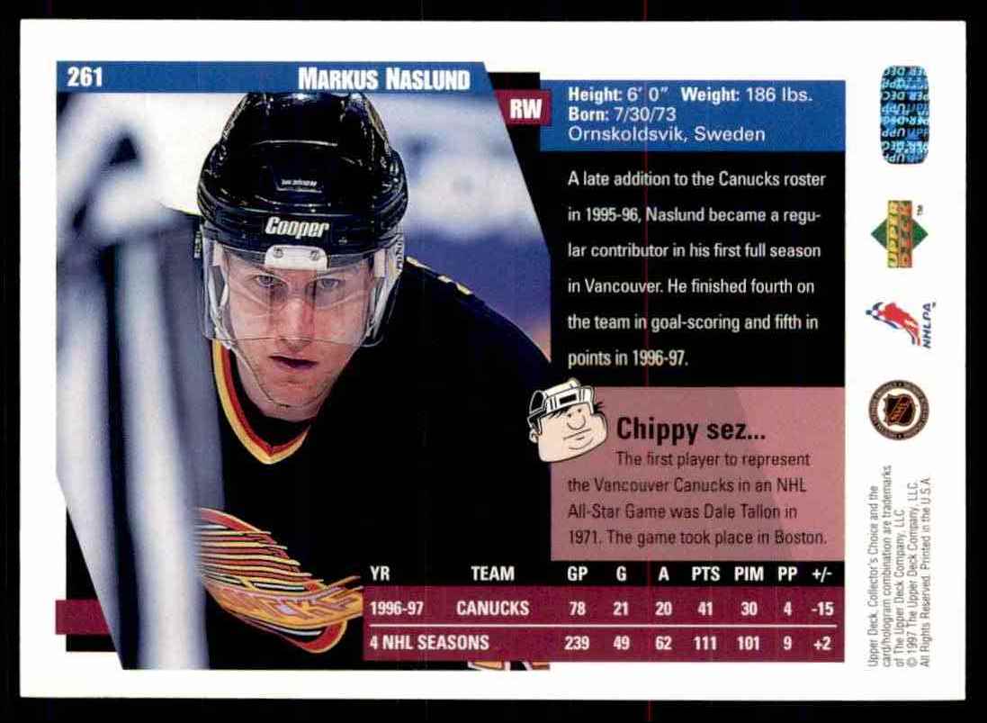 1997-98 Collector's Choice Markus Naslund #261 card back image
