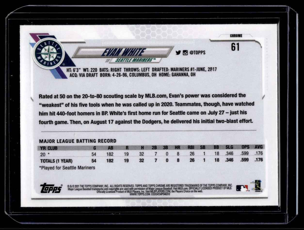 2021 Topps Chrome Evan White #61 card back image