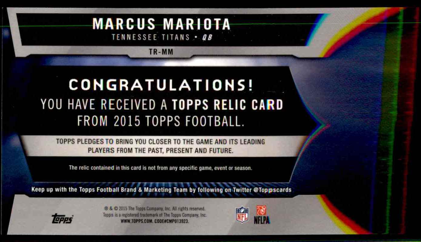 2015 Topps Relics Marcus Mariota #TRMM card back image
