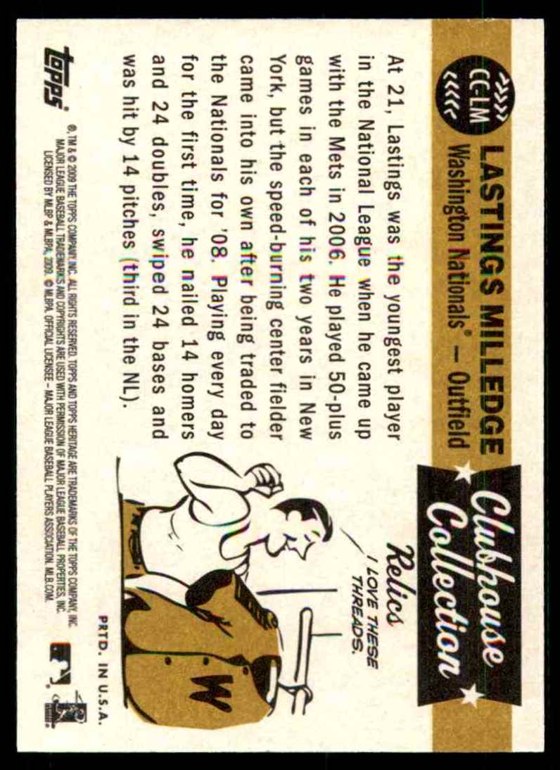 2009 Topps Heritage Clubhouse Collection Relics Lastings Milledge #LM card back image