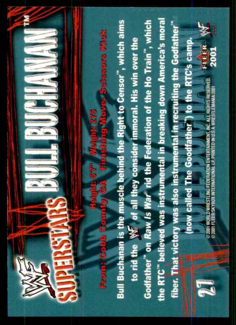 2001 Fleer WWF WrestleMania Bull Buchanan #27 card back image