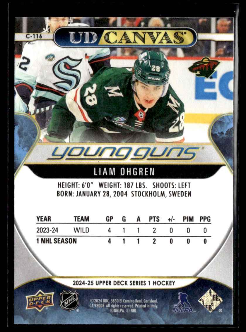 2024-25 Upper Deck UD Canvas . Liam Ohgren #C-116 card back image