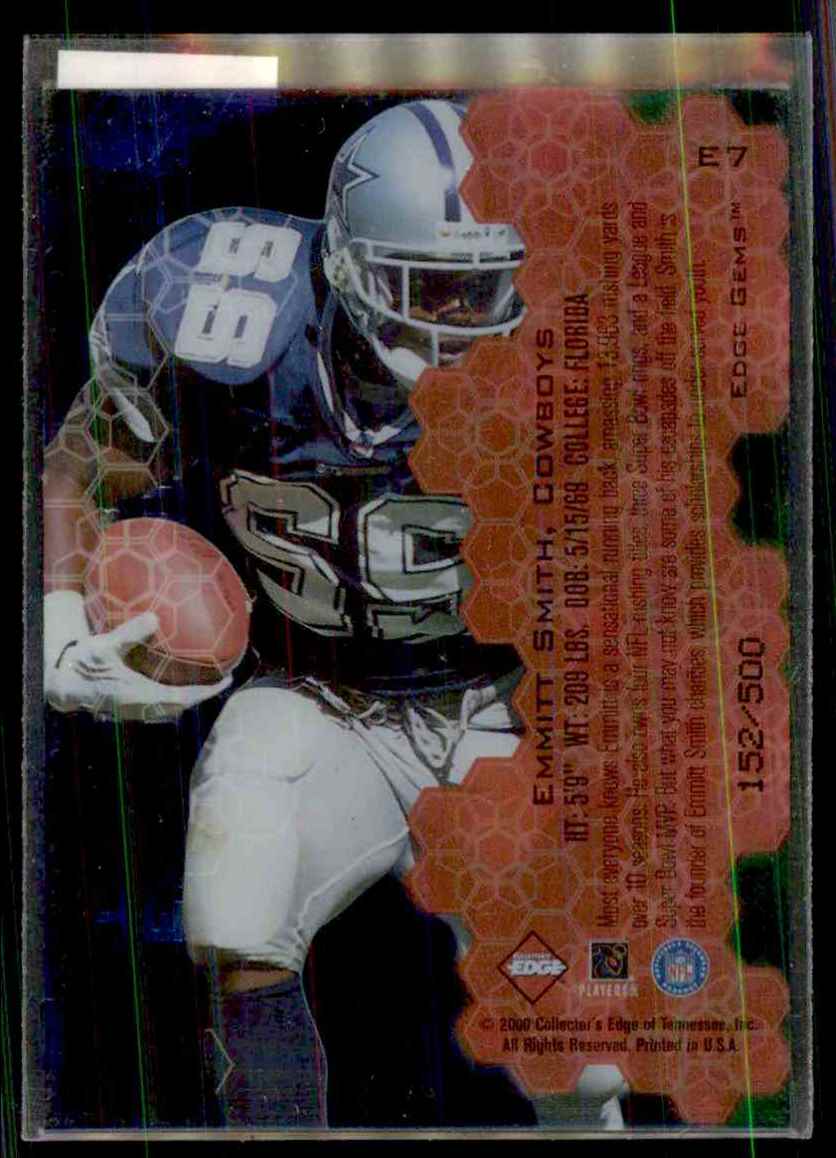 2000 Collector's Edge Eg Gems Emmitt Smith #E7 card back image