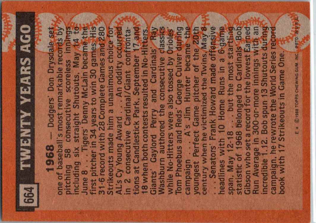 1988 Topps Bob Gibson #664 card back image