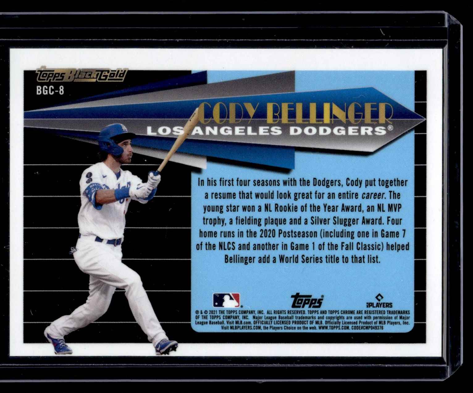 2021 Topps Chrome Update Black Gold Cody Bellinger #BGC-8 card back image