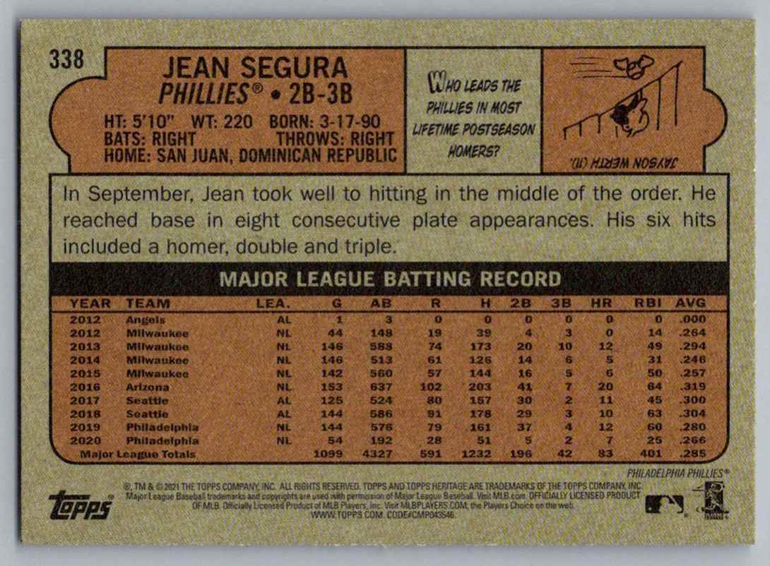 2021 Topps Heritage Jean Segura #338 card back image