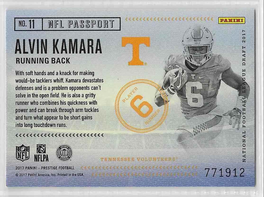 2017 Prestige Alvin Kamara #11 card back image