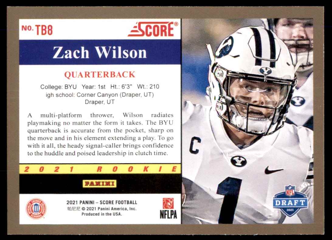 2021 Score 1991 Throwback Zach Wilson #TB8 card back image