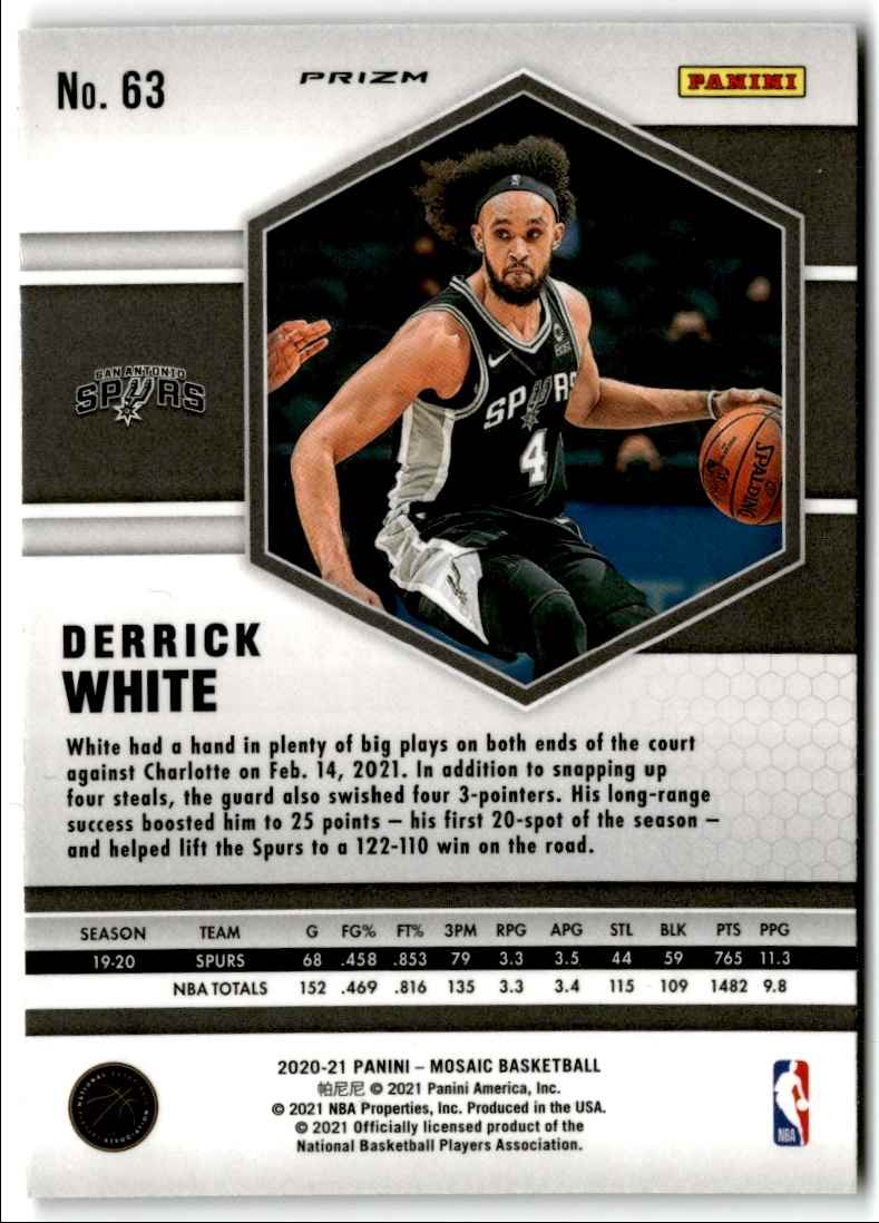 2020-21 Panini Mosaic Derrick White #63 card back image