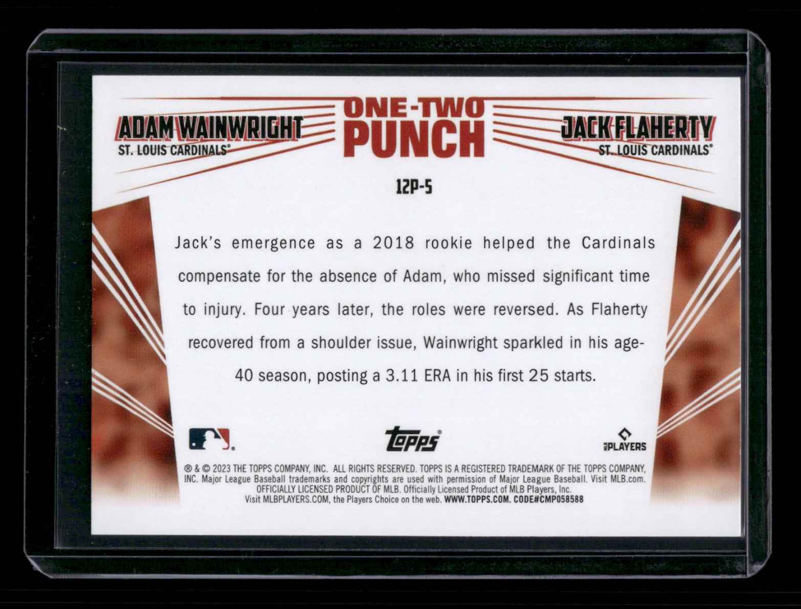 2023 Topps One-Two Punch Adam Wainwright / Jack Flaherty #12P-5 card back image