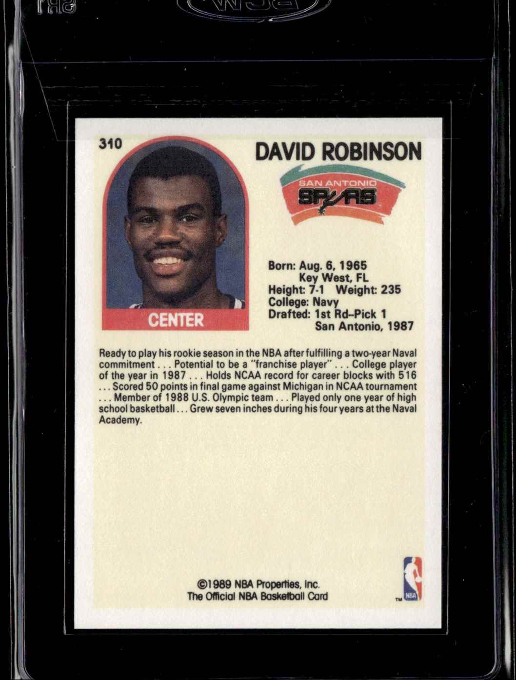 1989-90 Hoops David Robinson #310 card back image