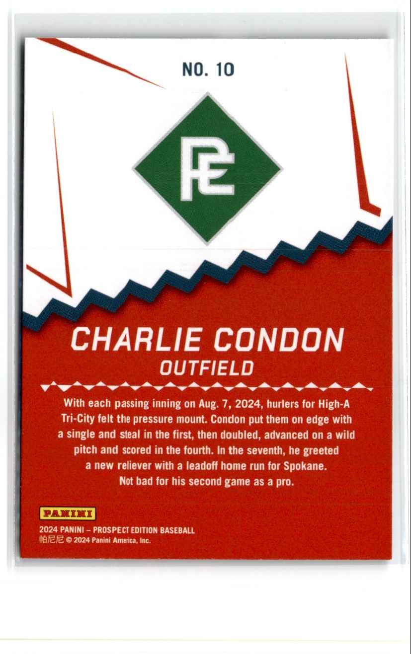 2024 PANINI PROSPECT EDITION PING CHARLIE CONDON #10 card back image