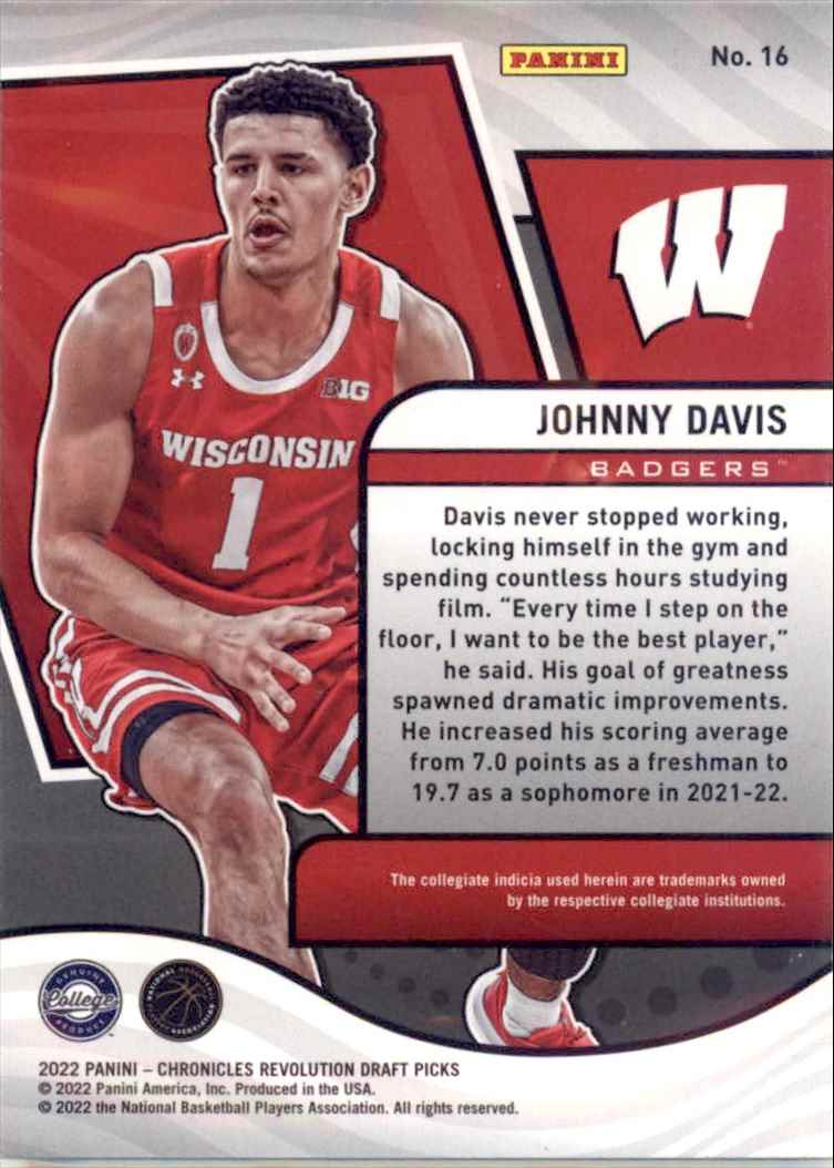 2022-23 Panini Chronicles Johnny Davis #16 card back image