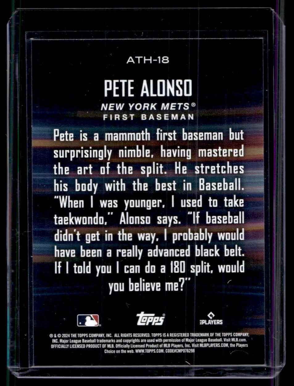 2024 Topps Around the Horn Pete Alonso #ATH-18 card back image