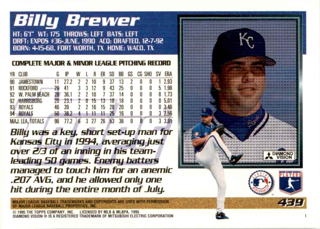1995 Topps Billy Brewer #439 card back image